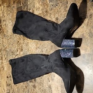 Mix No. 6 Black Holiday Glitter Heel Boots